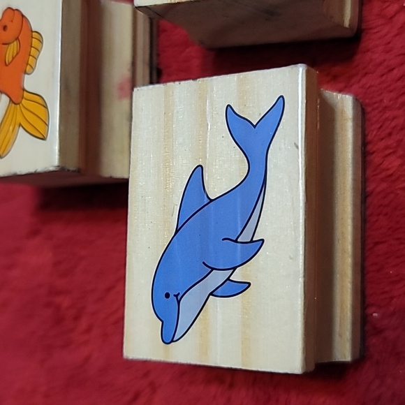 Set of 10 Marine Life Wooden Rubber Stamps - Picture 4 of 12